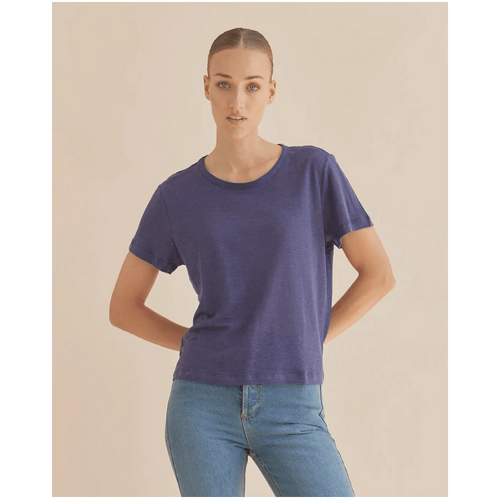 Amelius Coogee Linen Crew Neck Tee - Ocean