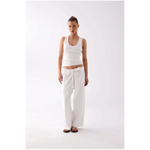 Style Addict Paloma Drawstring Tailored Pant - White