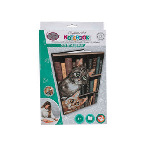 Crystal Art - Cats in the Library Notebook 18x26cm