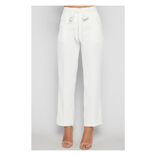 High Waisted Pants with Front Seam Detail and Belt (SPA467A)