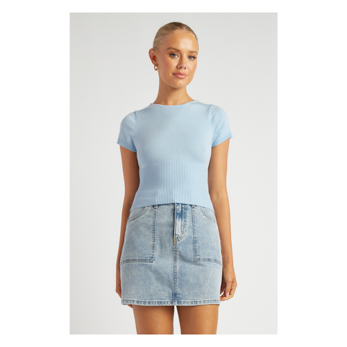 Contrast Waist Panel Knit Top (SKN913)
