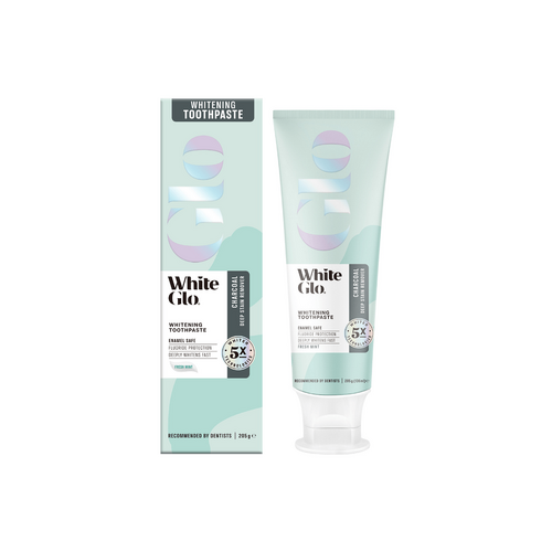 White Glo Charcoal Deep Stain Remover Whitening Toothpaste 205g