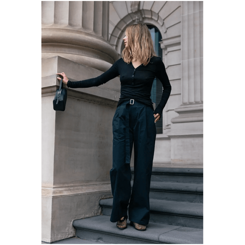 Style Addict Belted Relaxed Trousers - Black