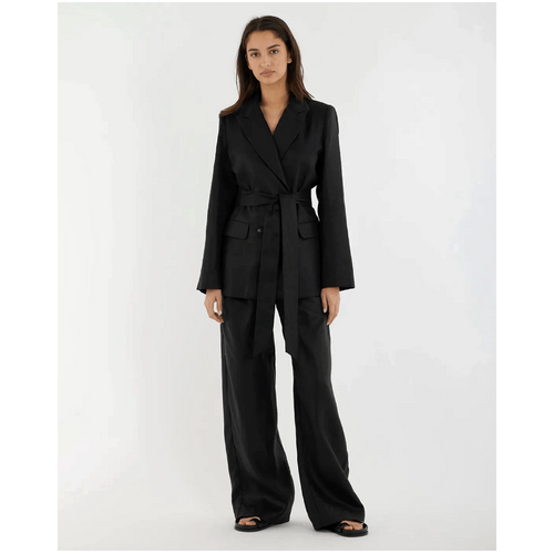 Amelius Mia Double Breasted Tie Blazer - Black