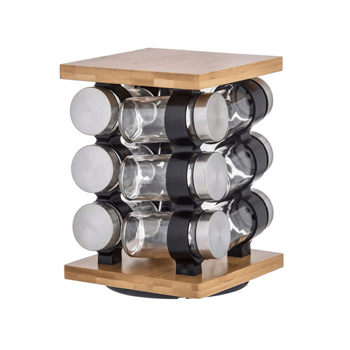 Davis &amp; Waddell Romano Spice Jar Set with Rack 12pcs Set Natural &amp; Clear