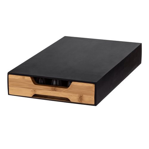 Leaf &amp; Bean Bamboo Coffee Machine Board with Capsule Drawer Black &amp; Natural