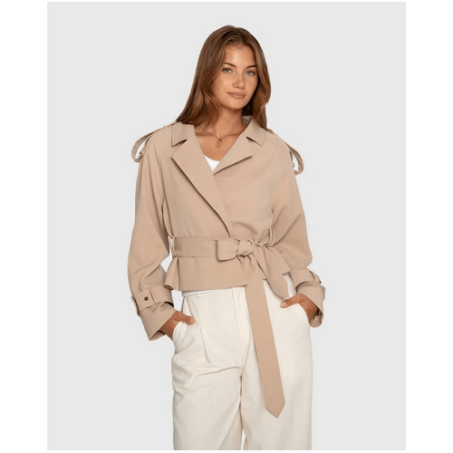 belle &amp; bloom Fast Car Cropped Trench - Light Camel