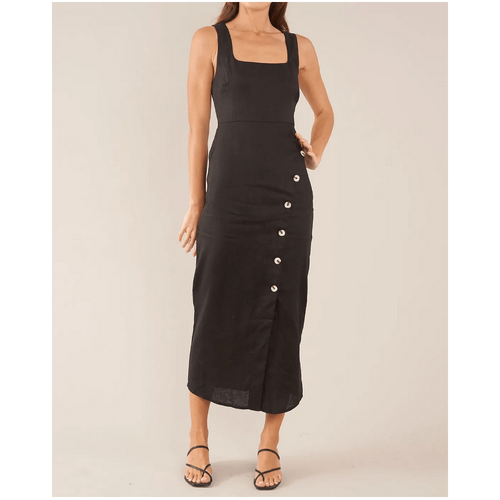 Amelius Imari Linen Midi Dress - Black