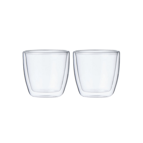 Leaf &amp; Bean Double Wall Glass 2pcs Set Clear