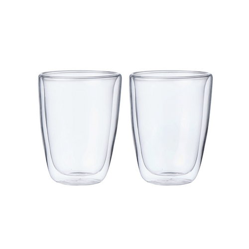 Leaf &amp; Bean Double Wall Glass 2pcs Set Clear