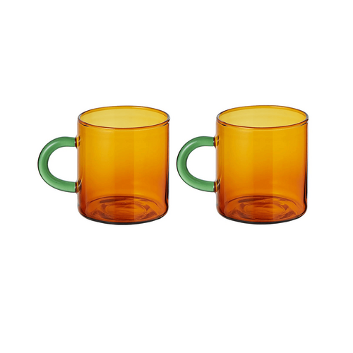 Leaf &amp; Bean Two-Toned Coloured Glasses 2pcs Set Sepia &amp; Green