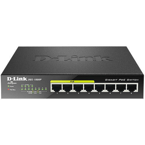 D-Link 8-Port Gigabit Poe Unmanaged Switch With 60w Poe Budget
