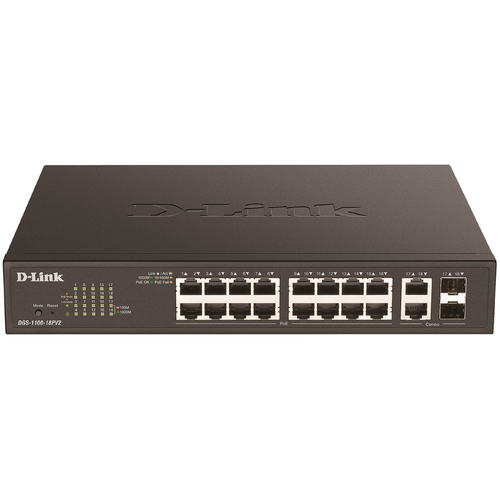 D-Link 18p Gigabit Smart Managed Switch With 16 Poe+ And 2 Combo Rj45/Sfp Ports
