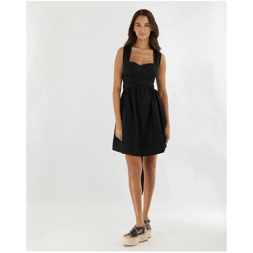 Amelius Juliette Linen Mini Dress - Black