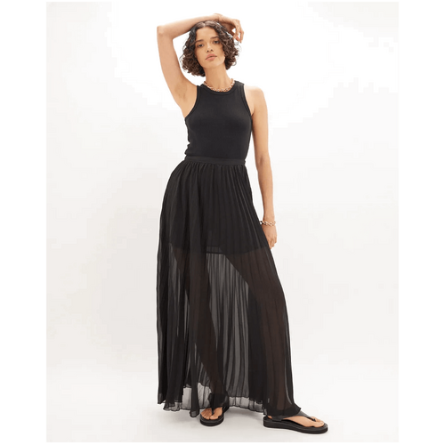 Amelius Leonore Pleated Maxi Skirt - Black