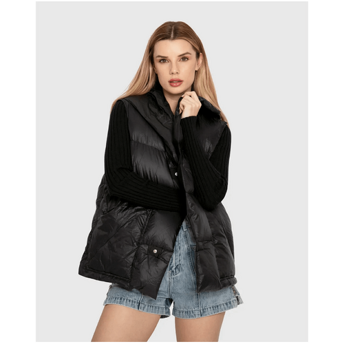 belle &amp; bloom Over My Head Hooded Puffer Vest - Black
