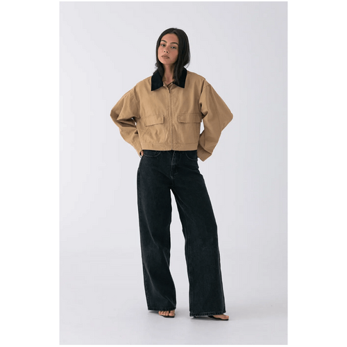 Style Addict Cropped Barn Jacket - Sand