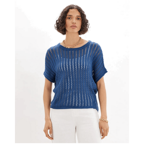 Amelius Greta Short Sleeve Knit Top - Blue