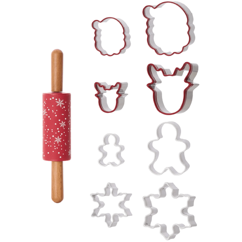 Davis &amp; Waddell Cookie Cutter 8pcs Set with Rolling Pin Multi-Coloured