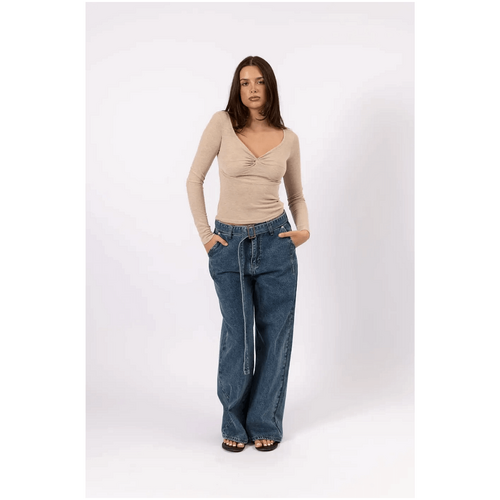 Style Addict The Belted Wide Leg Jean - Blue