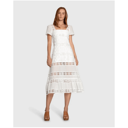belle &amp; bloom The Wild Rose Hour Lace Midi Dress - White