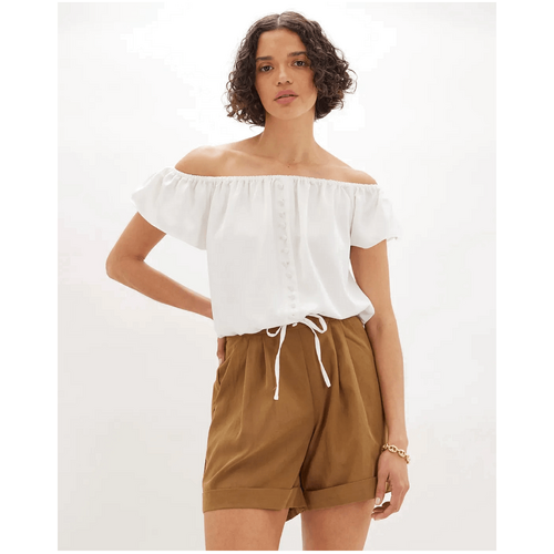 Amelius Regan Off Shoulder Crop Top - White