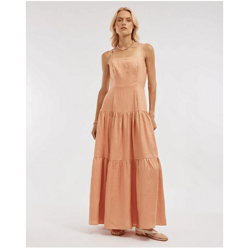 Amelius Sorrento Linen Maxi Dress - Apricot