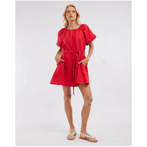 Amelius Wren Linen Mini Dress - Red