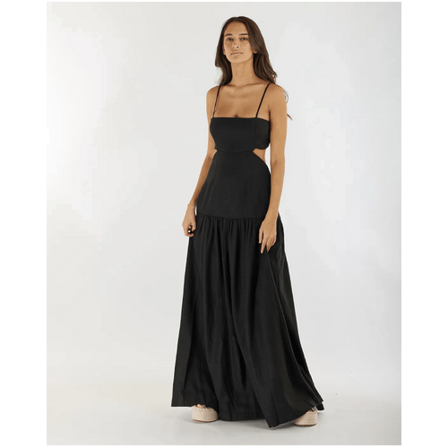 Amelius Nathalie Linen Maxi Dress - Black