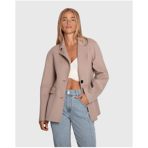belle &amp; bloom Stuck On You Wool Blend Cinched Waist Blazer - Sand
