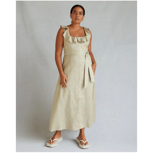 Amelius Bohdi Linen Midi Dress - Sage