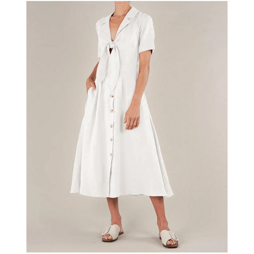 Amelius Ines Linen Tie Front Dress - White