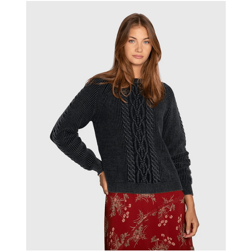 belle &amp; bloom Hudson Street Cable Garment Dyed Sweater - Navy