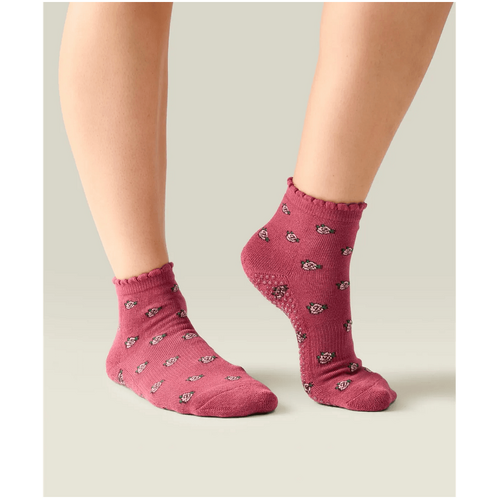 MoveActive Quarter Crew Grip Socks - Wild Rose Berry