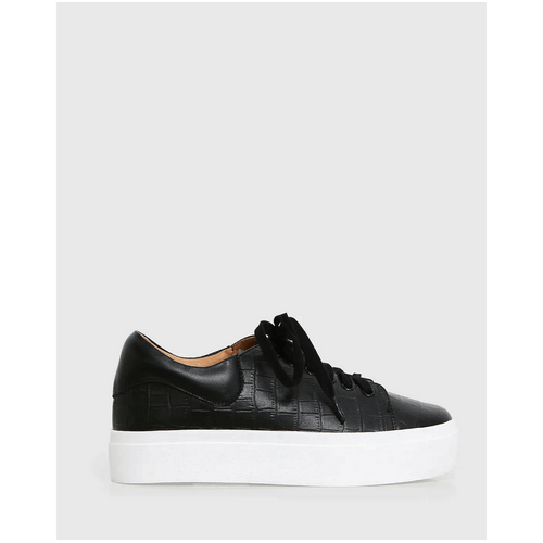 belle &amp; bloom Just A Dream Croc Leather Sneaker - Chunky Stacked Platform
