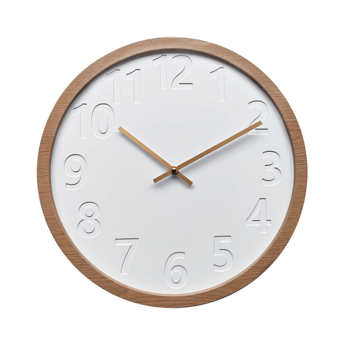 Amalfi John Wall Clock White &amp; Natural