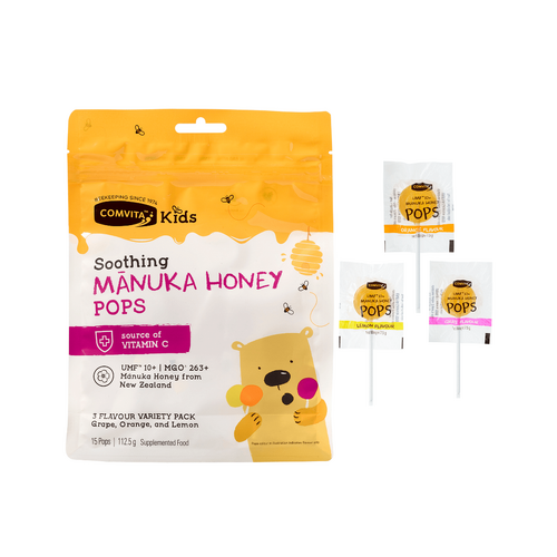 Comvita Kids Soothing Manuka Pops 3 Flavours 15 pack