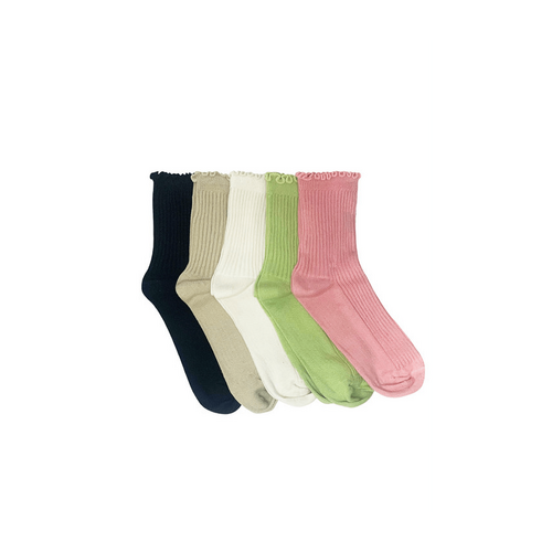 Women&#39;s Cotton Rich Dress Quarter Socks 5 Pack Lettuce Frill Trim