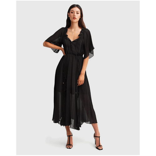 belle &amp; bloom Amour Amour Ruffled Midi Dress - Black
