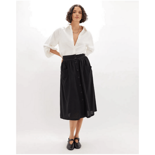 Amelius Fantine Buttoned Skirt - Black