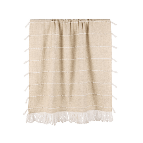 Amalfi Darby Wool Blend Woven Throw Natural &amp; White