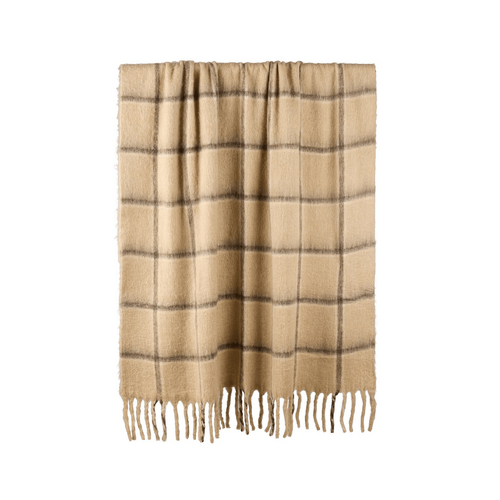 Amalfi Eden Wool Blend Woven Throw Taupe &amp; Brown