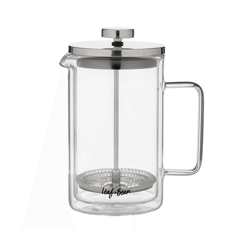 Leaf &amp; Bean Glass Double Wall French Press Clear &amp; Silver