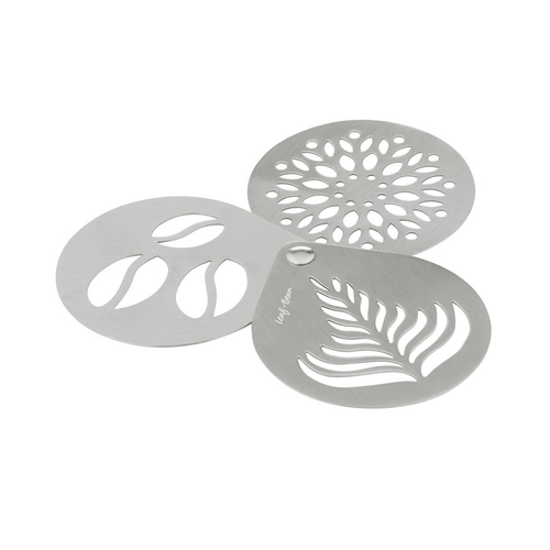 Leaf &amp; Bean Stainless Steel Coffee Stencils 3pcs Set Stainless Steel