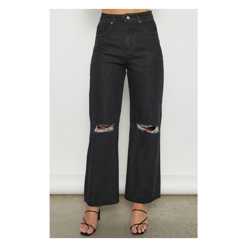 High Waisted Ripped Detail Denim Jeans (WDM608)