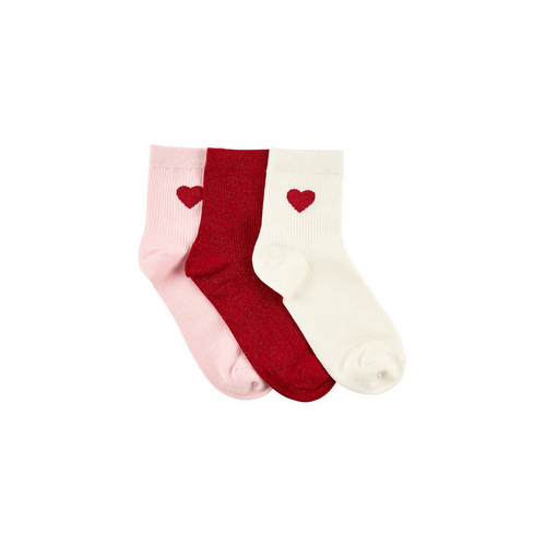 Women&#39;s Cotton Rich Quarter Crew- Gift 3 Pack - Sparkling Love Heart