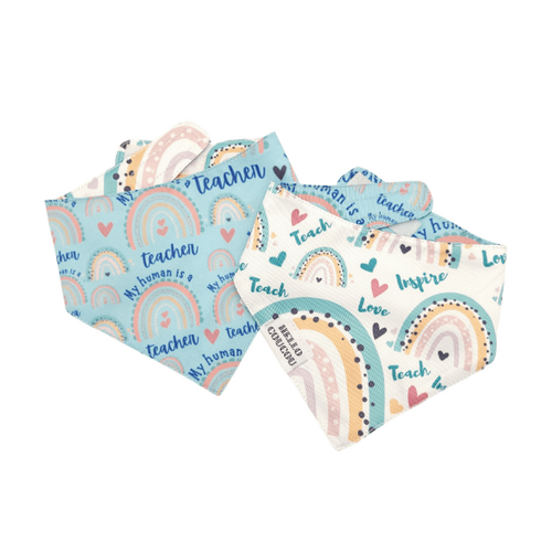 Hello Coucou MY TEACHER - DOUBLE SIDED Dog Cat BANDANA