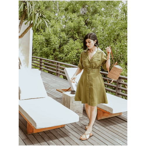 Amelius Cadence Linen Mini Dress - Olive