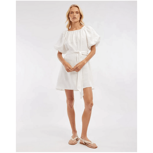 Amelius Wren Linen Mini Dress - White