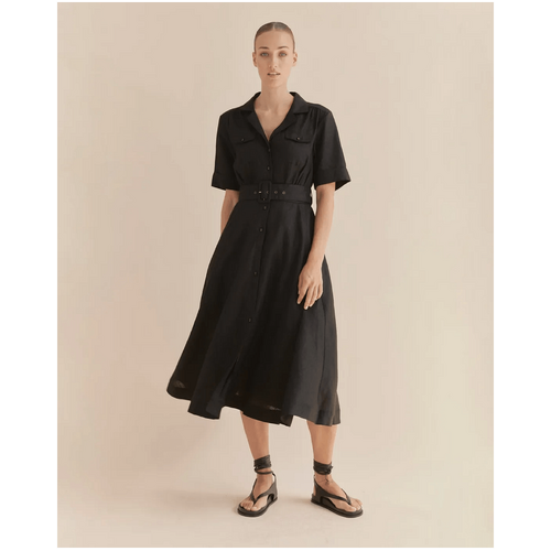 Amelius Cadence Linen Dress - Black